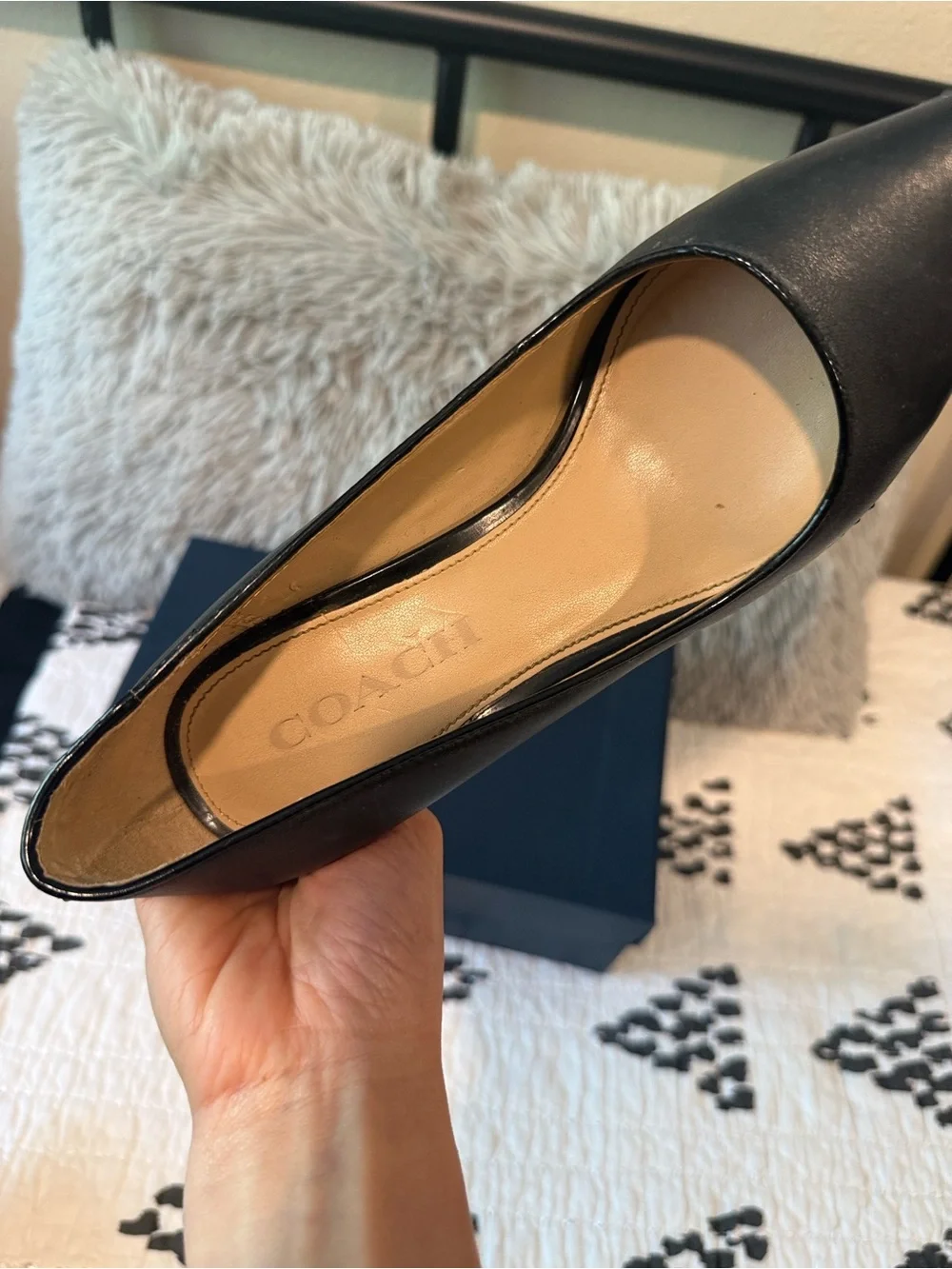 Coach Black Pointed-Toe Leather Pumps